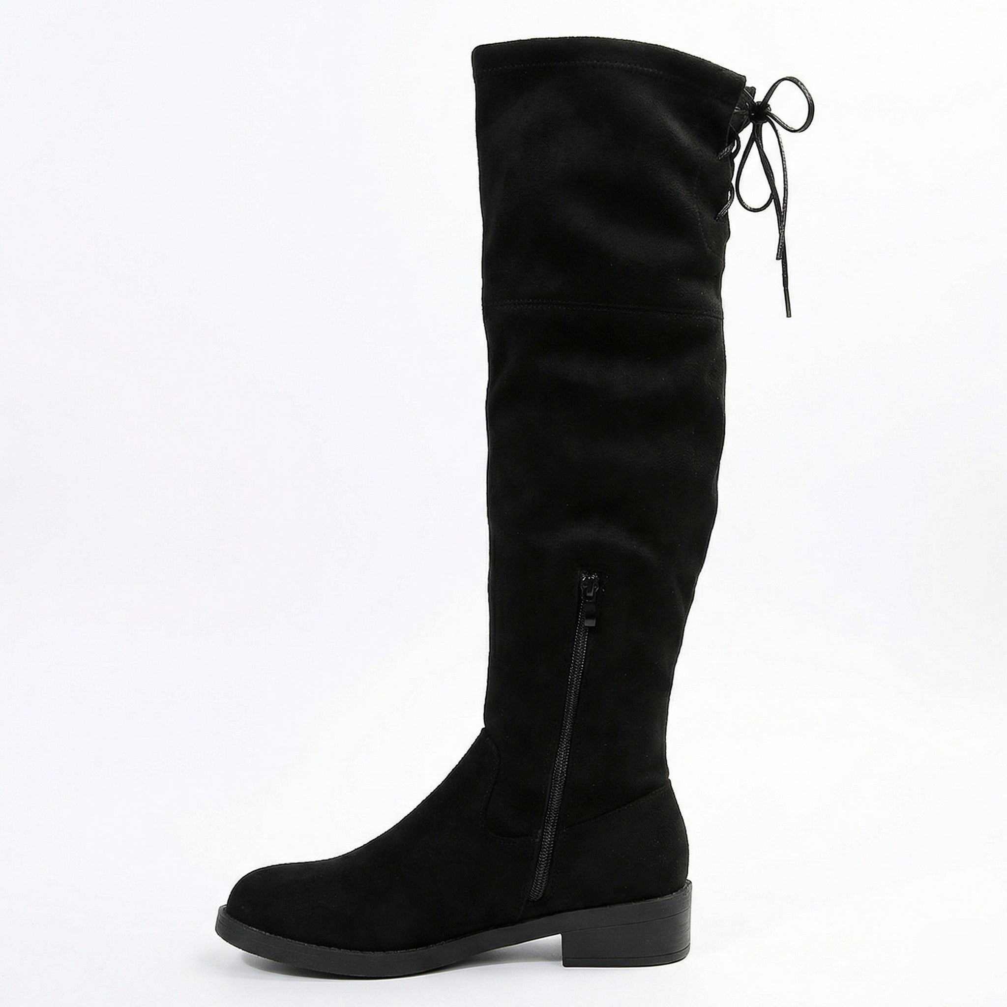 Damen Overknee-Stiefel aus weichem Wildleder mit praktischer Schnürung R&B