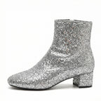 R&B | Glitzernde Ankle Boots Mit Blockabsatz