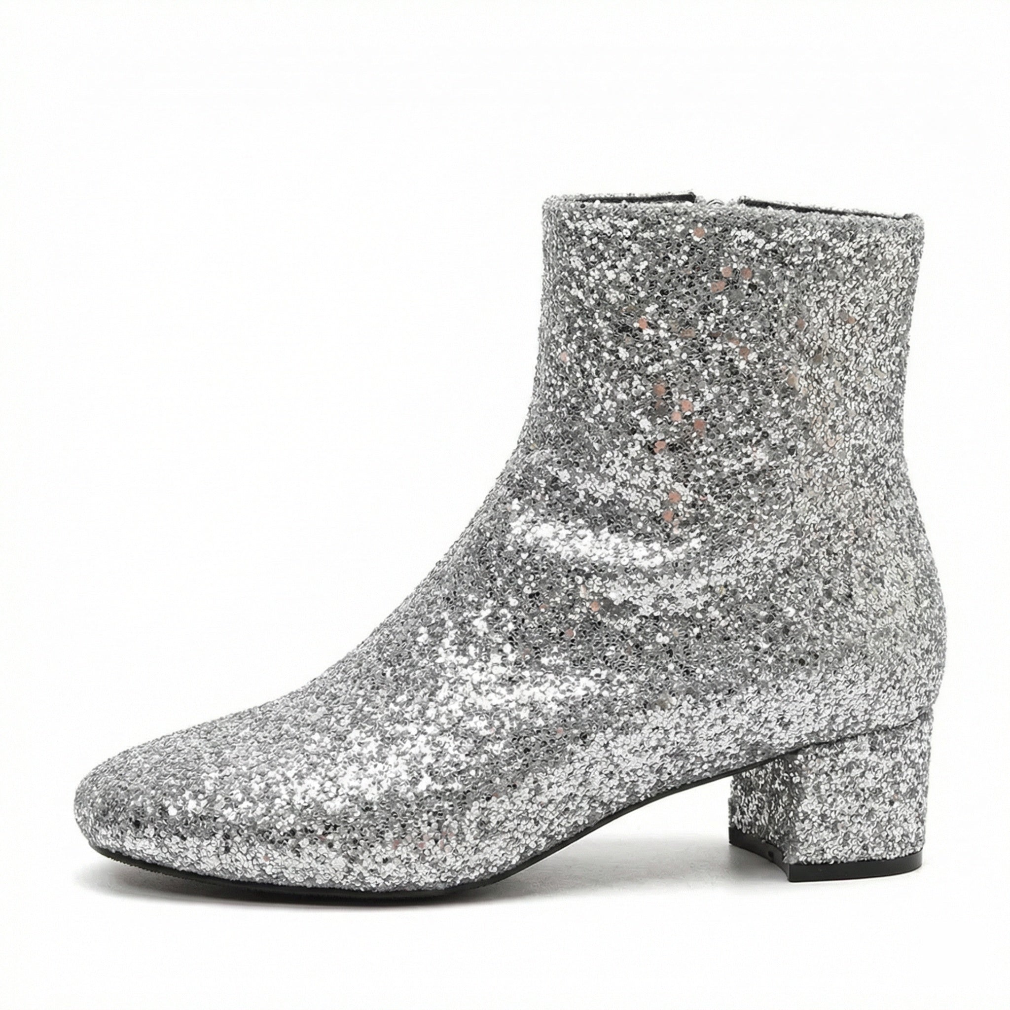 R&B | Glitzernde Ankle Boots Mit Blockabsatz