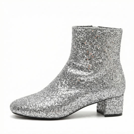 R&B | Glitzernde Ankle Boots Mit Blockabsatz