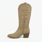 R&B | Cowboy Stiefel Retro Chunky Heel Spitzstiefel mit Stylischem Seitenreißverschluss