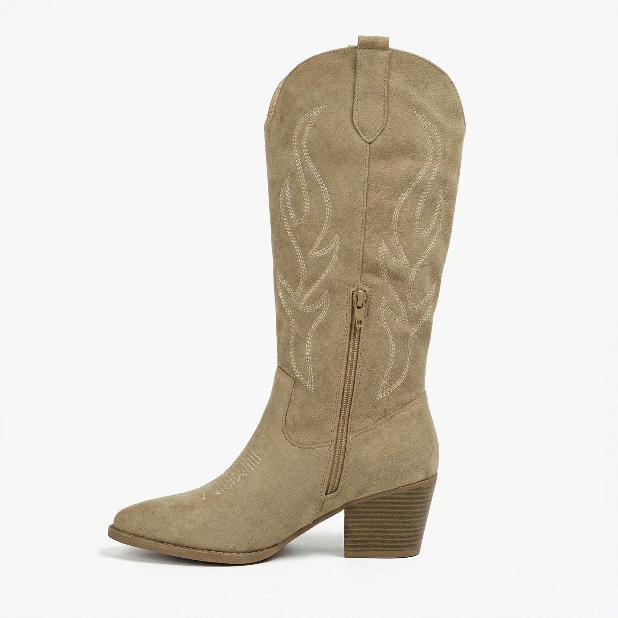 R&B | Cowboy Stiefel Retro Chunky Heel Spitzstiefel mit Stylischem Seitenreißverschluss