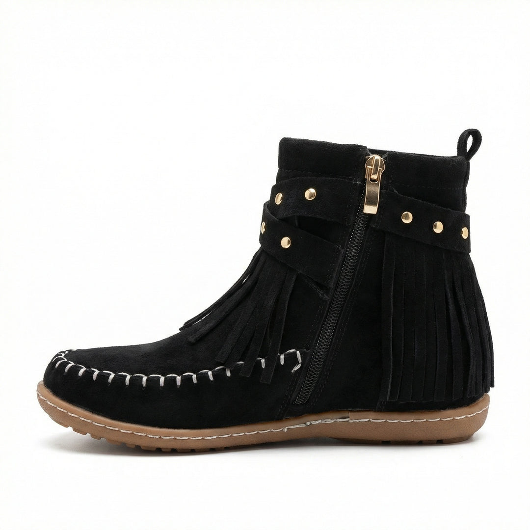 R&B Warme Vintage-Stiefel mit Fransen