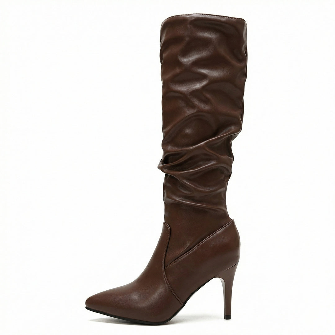 Damen High Heels Stiefel mit Gerafftem Design R&B
