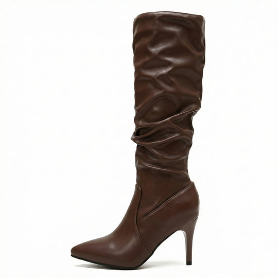 Damen High Heels Stiefel mit Gerafftem Design R&B