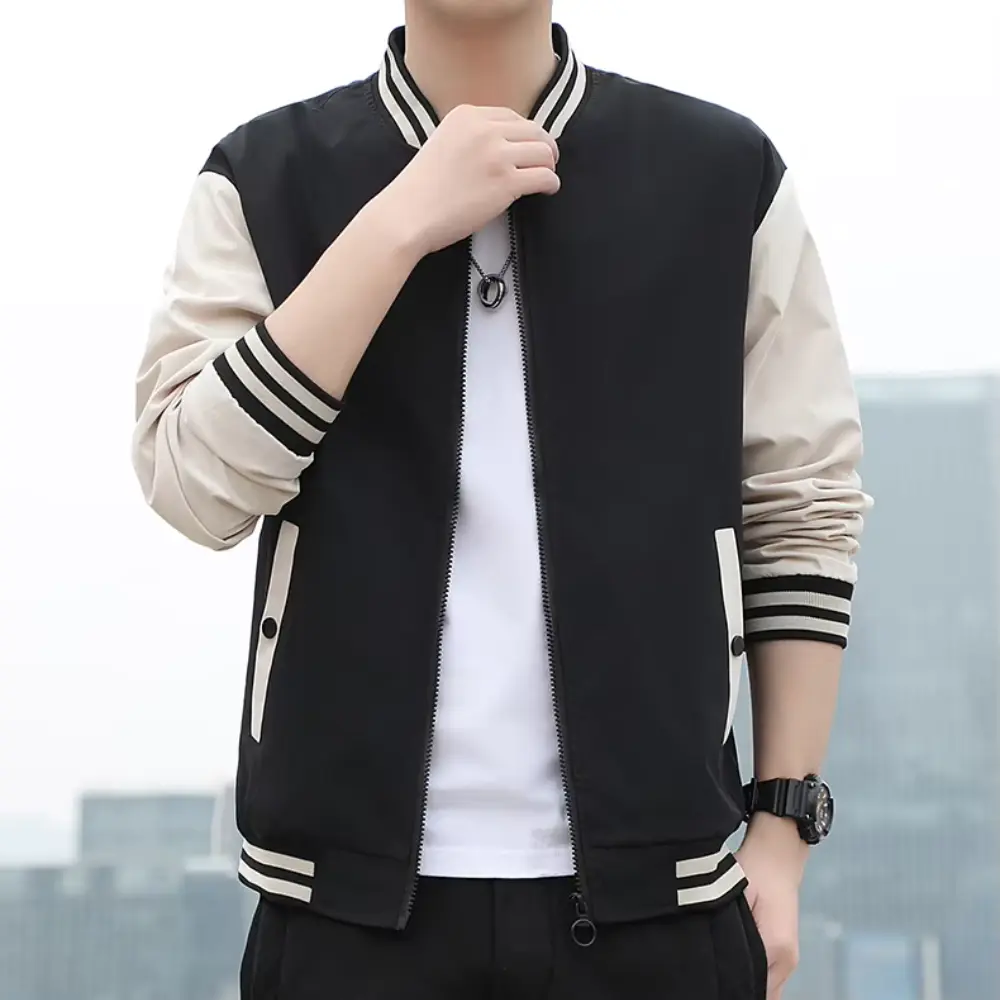 R&B | Splicing Stripe Varsity-Jacke