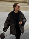 R&B | Faux Schafwoll Moto Jacke