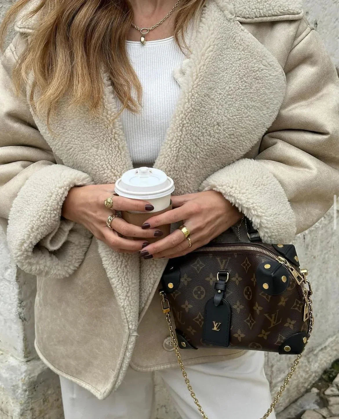 R&B | Faux Schafwoll Moto Jacke