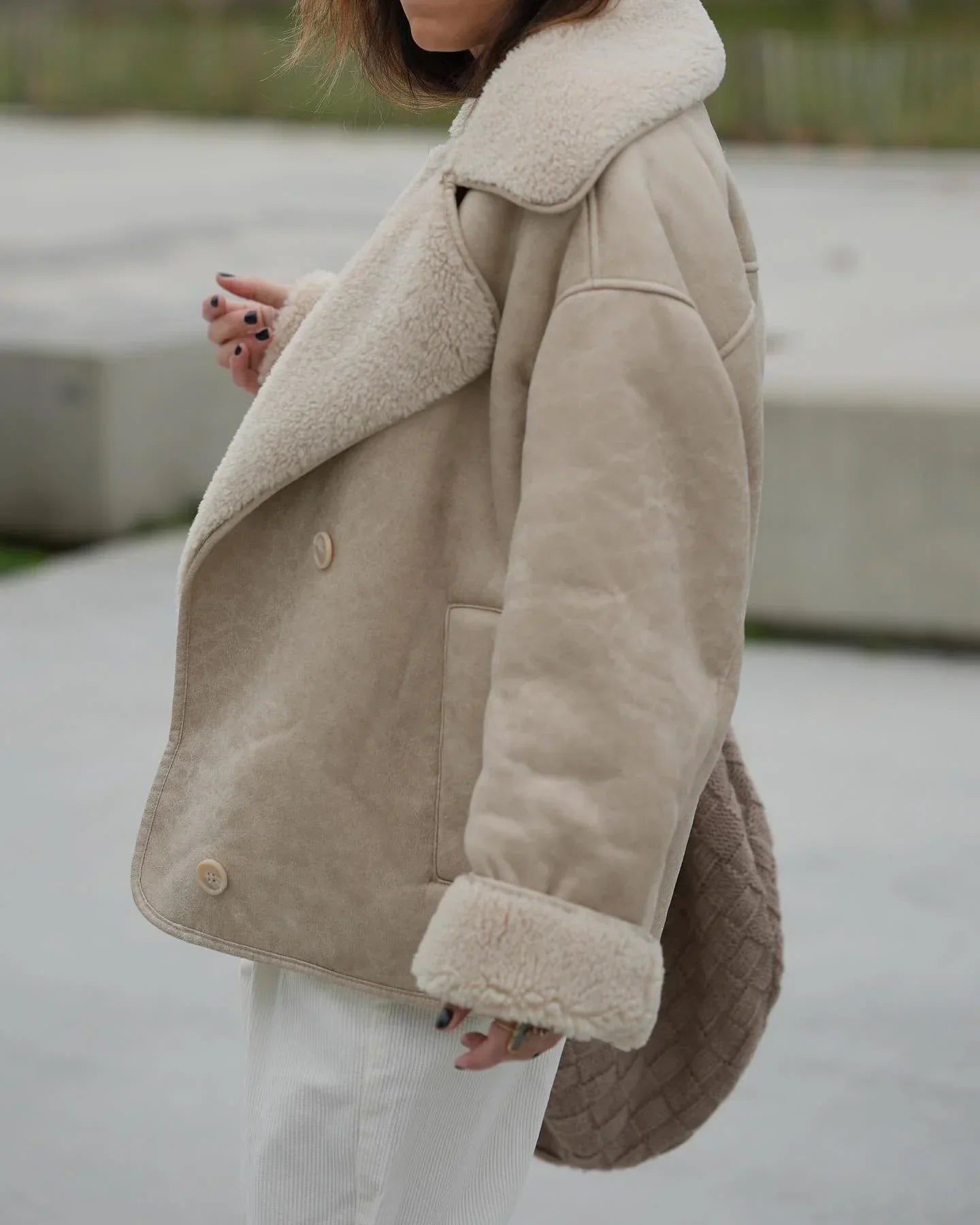 R&B | Faux Schafwoll Moto Jacke