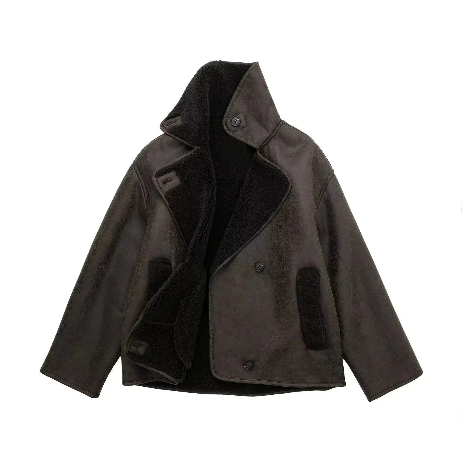 R&B | Faux Schafwoll Moto Jacke
