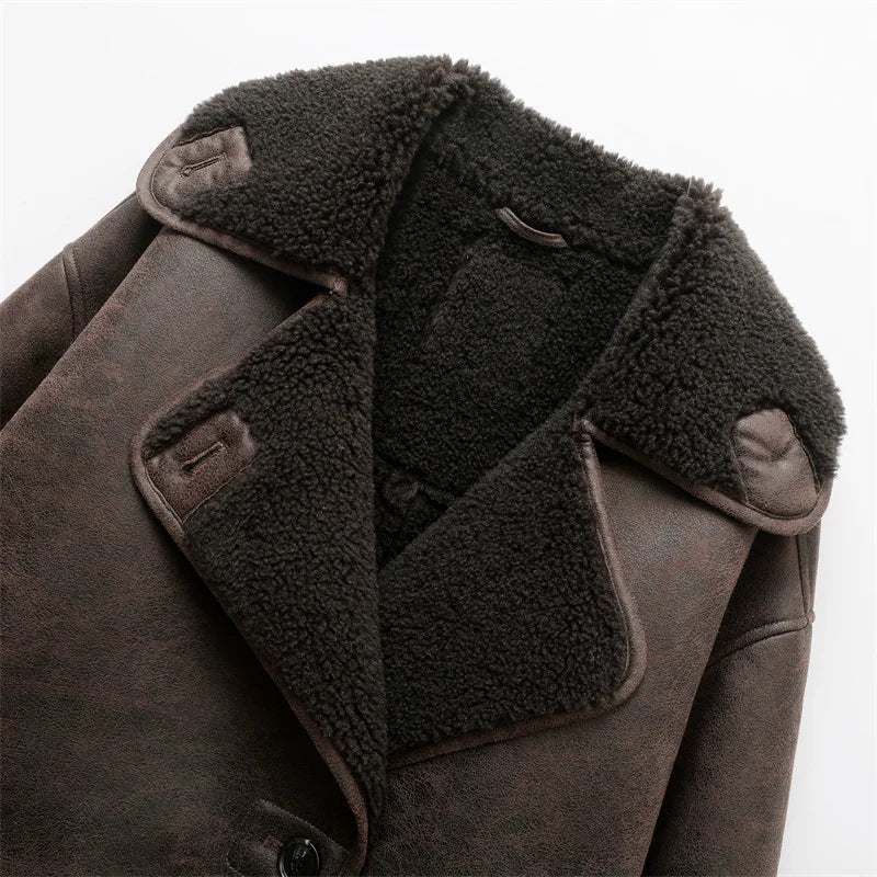 R&B | Faux Schafwoll Moto Jacke