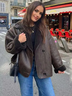 R&B | Faux Schafwoll Moto Jacke