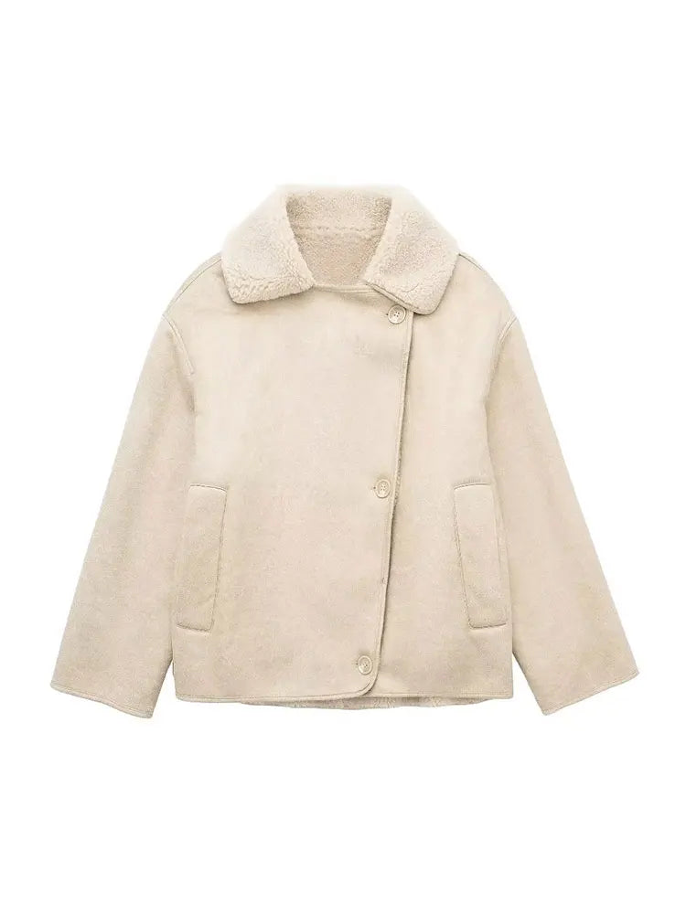 R&B | Faux Schafwoll Moto Jacke