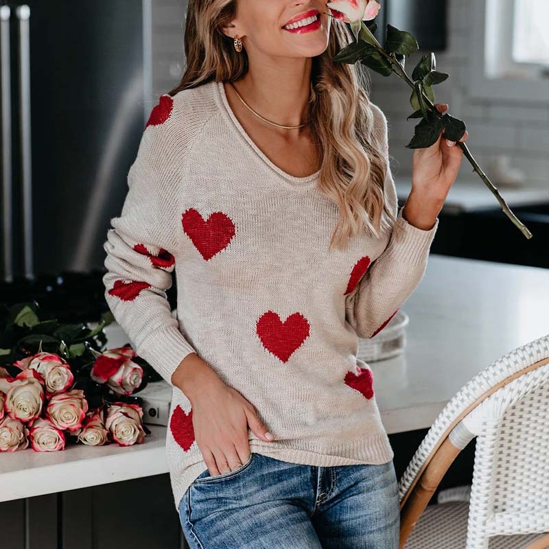 R&B | Strickpullover Mit Herzmuster Für Damen