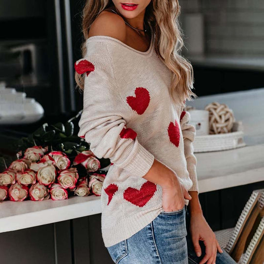 R&B | Strickbluse mit Herzmuster Acryl Romantisch und Lässig
