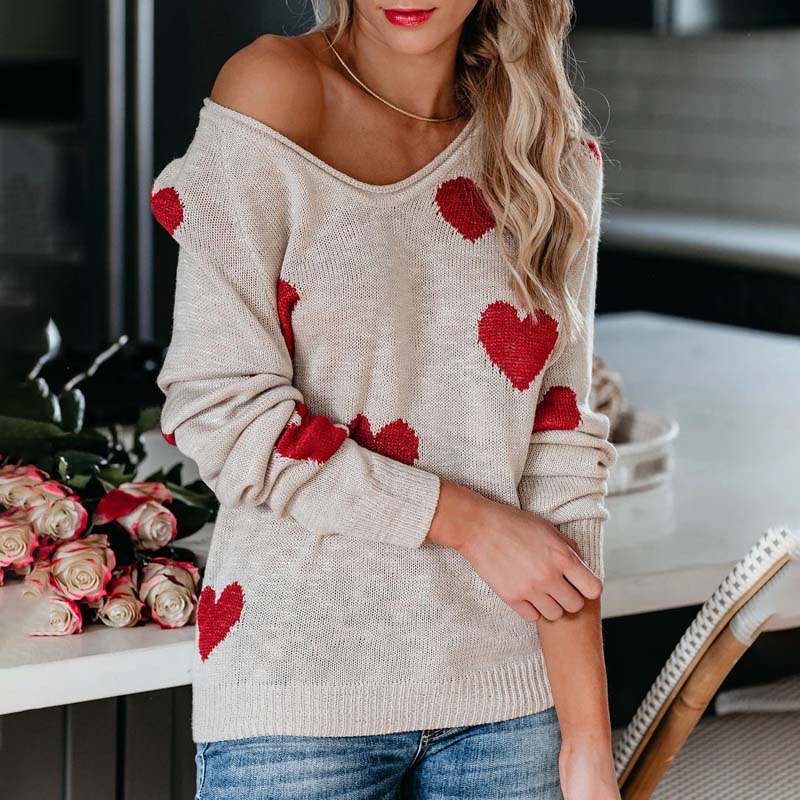 R&B | Strickpullover Mit Herzmuster Für Damen