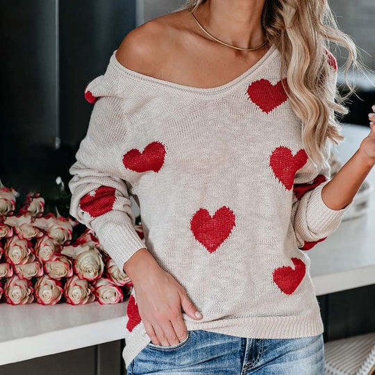 R&B | Strickpullover Mit Herzmuster Für Damen