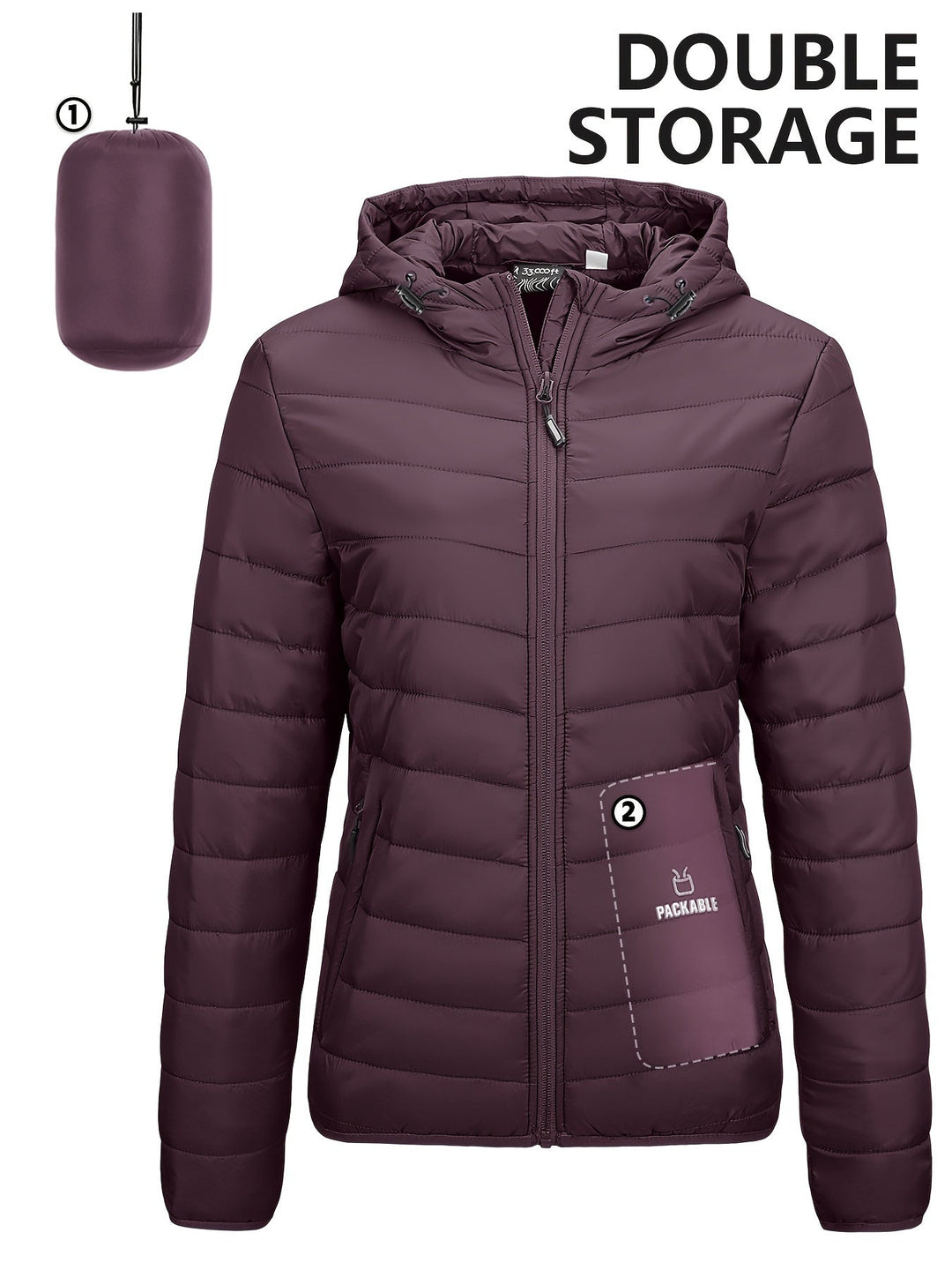 R&B | Leichtgewicht Packbarer Damen Windbreaker mit Kapuze
