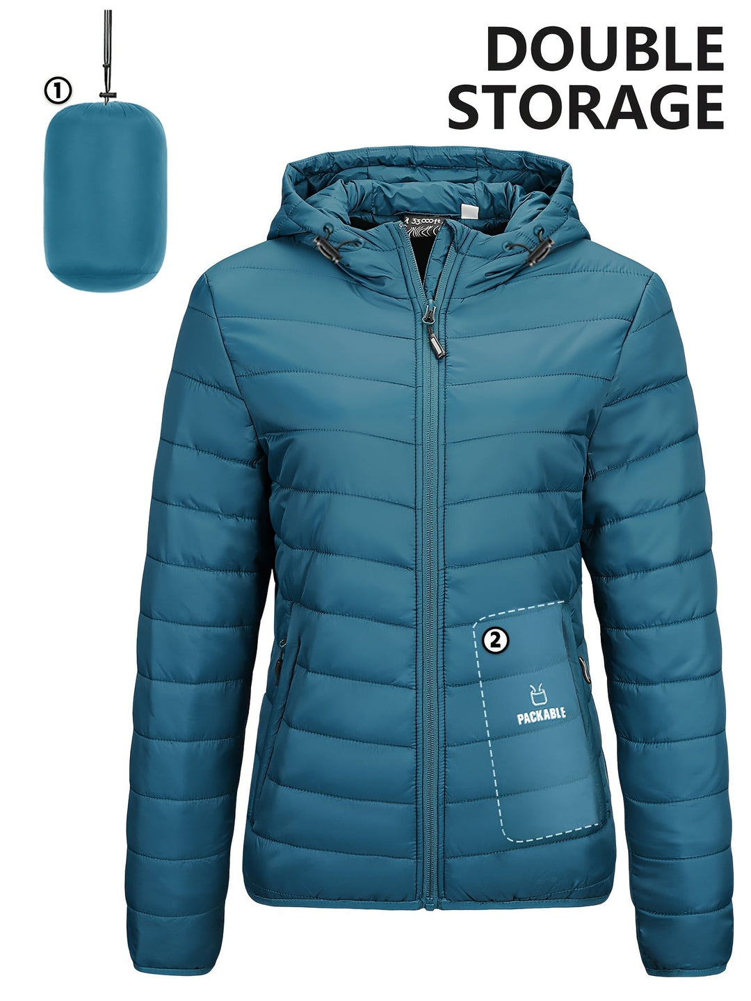 R&B | Leichtgewicht Packbarer Damen Windbreaker mit Kapuze