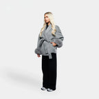 R&B | Wolljacke mit Gürtel und Fake Fur Manschetten