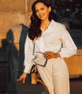 R&B lockere Bluse mit Laternenärmeln