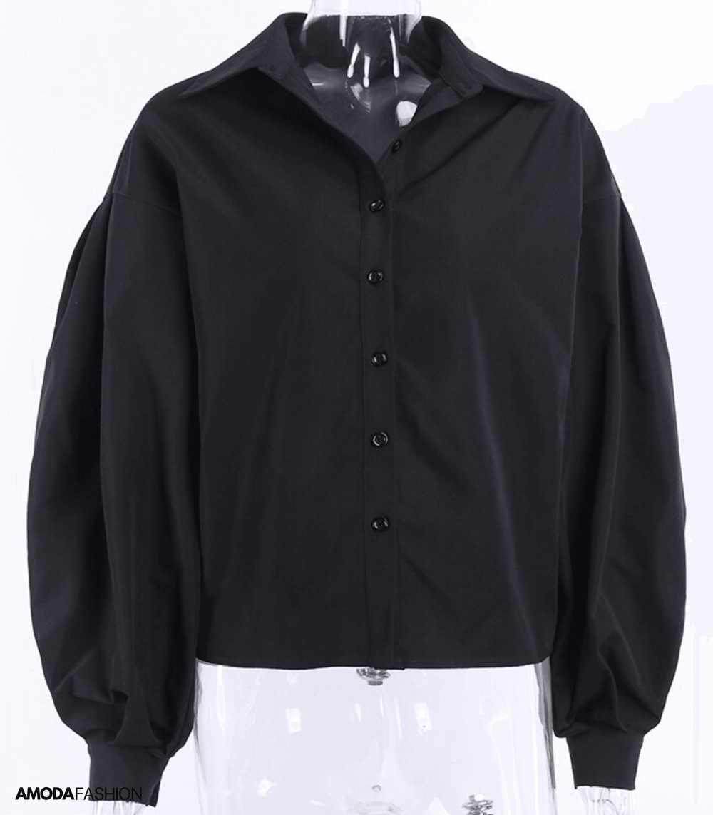 R&B lockere Bluse mit Laternenärmeln