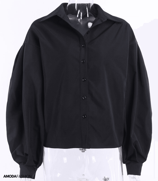 R&B lockere Bluse mit Laternenärmeln