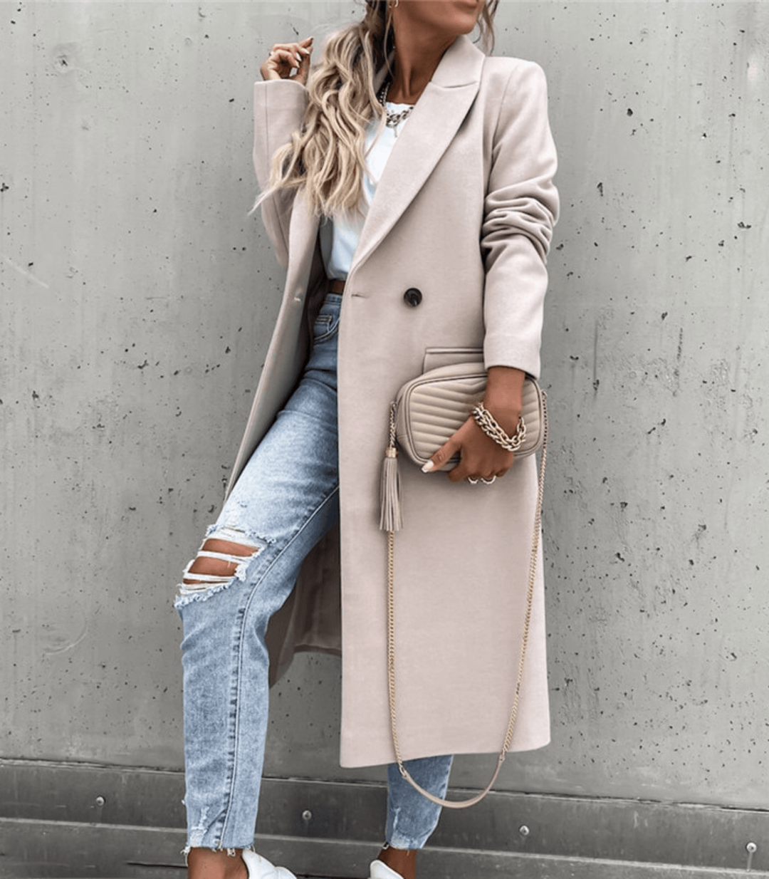 R&B | Wollmantel mit Taschen und Knöpfen