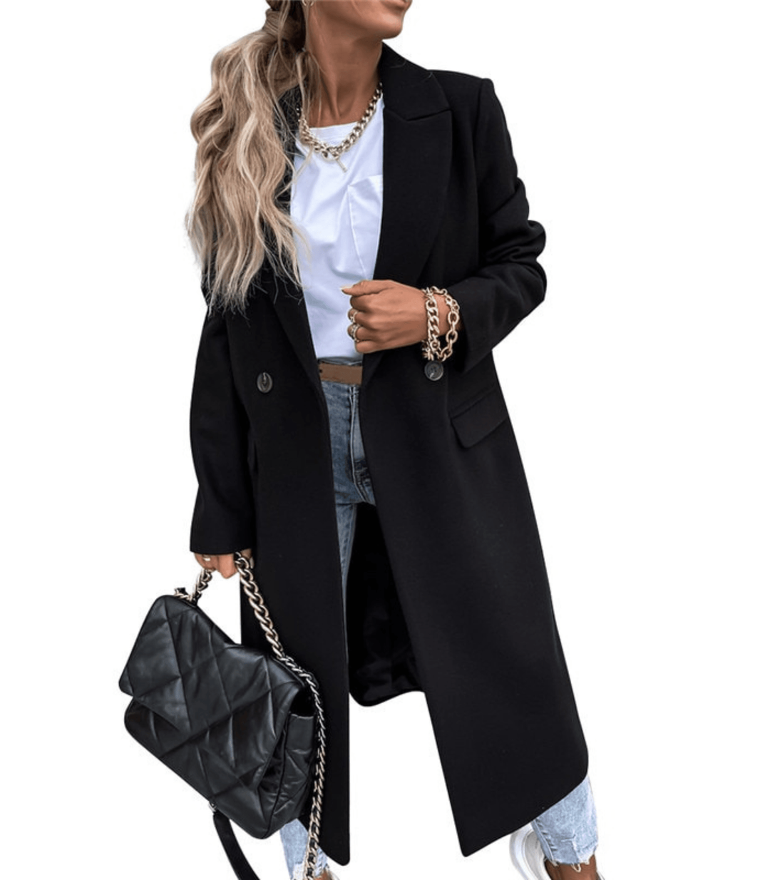R&B | Wollmantel mit Taschen und Knöpfen