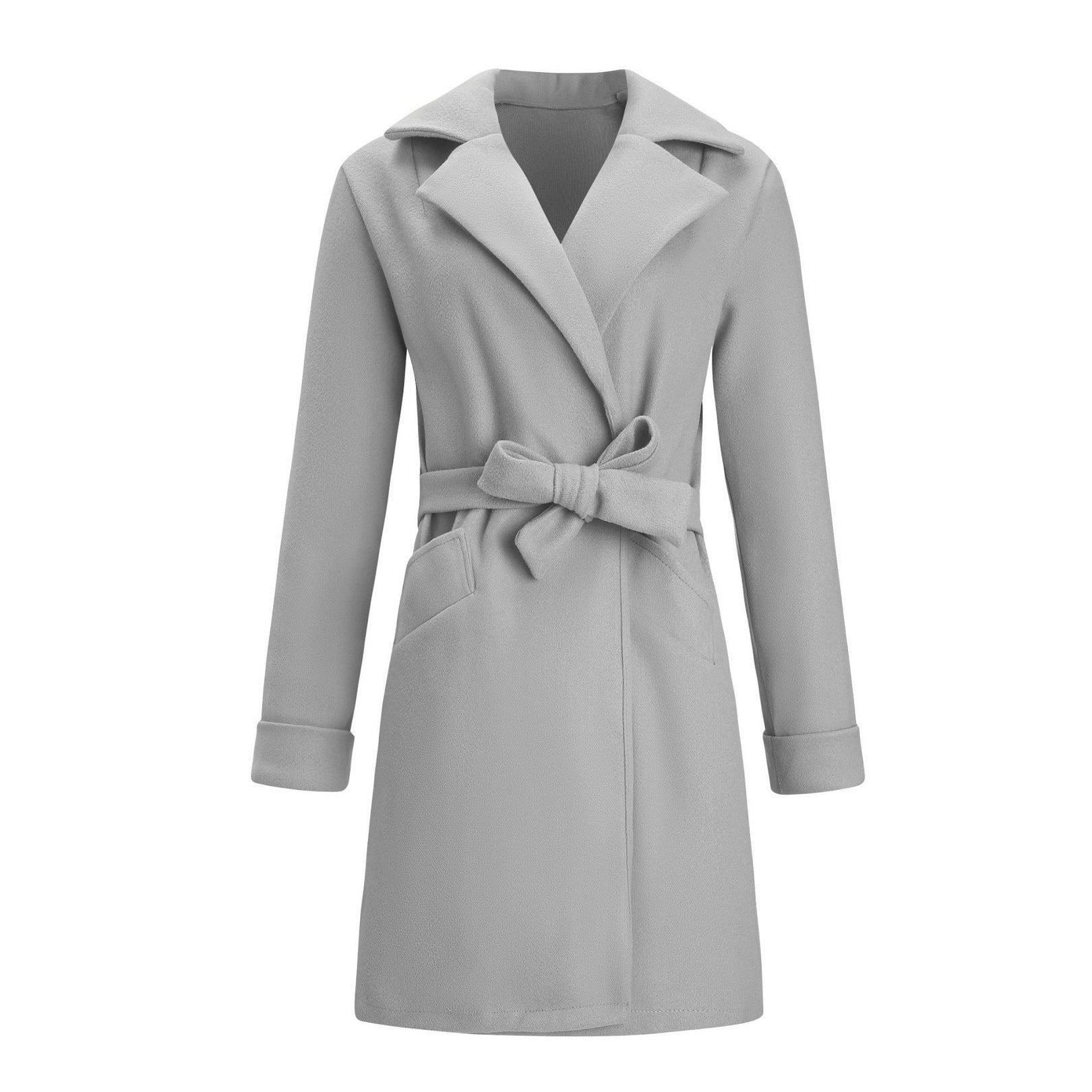 R&B | Langer Doppelreiher-Woll-Look-Mantel für Frauen