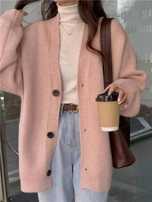 R&B | Knopf Vielseitiger Damen Strickjacke Pullover