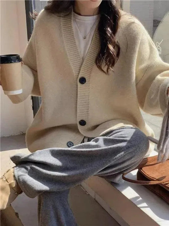 R&B | Knopf Vielseitiger Damen Strickjacke Pullover