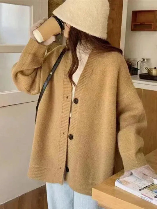 R&B | Knopf Vielseitiger Damen Strickjacke Pullover