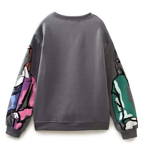 R&B | Loose-Fit Wolle-Druckpullover