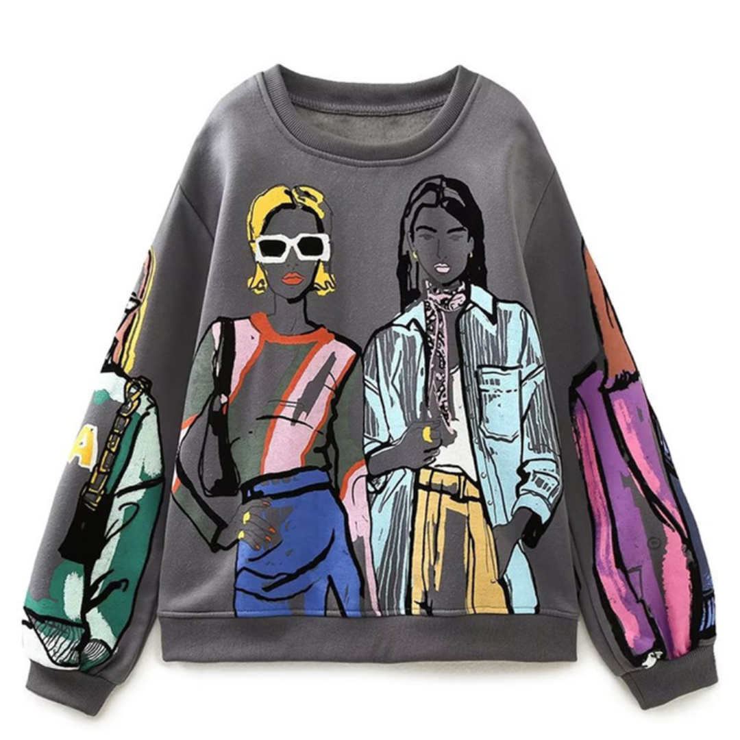 R&B | Loose-Fit Wolle-Druckpullover