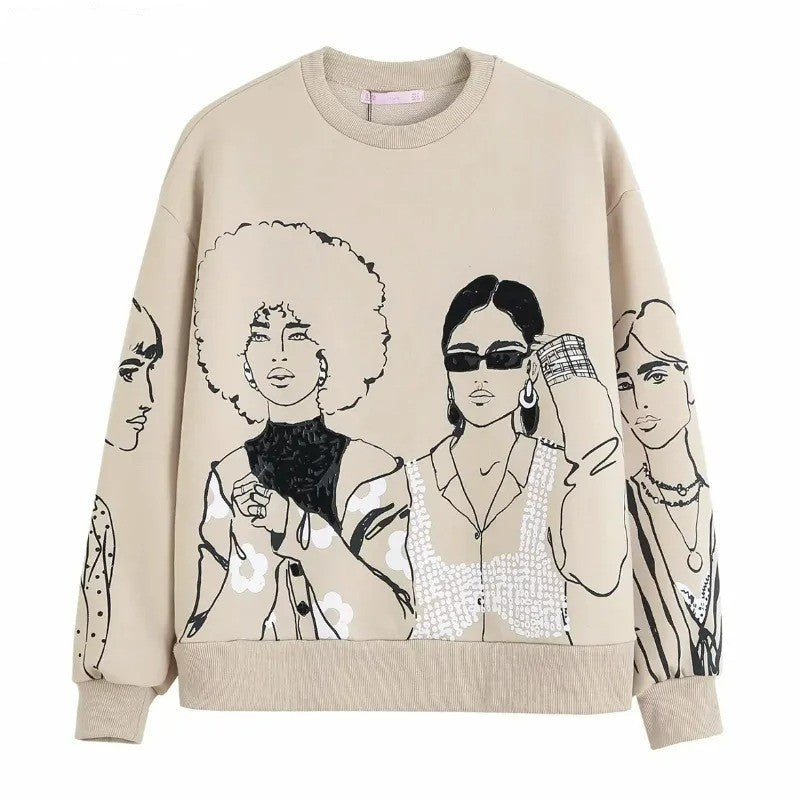 R&B | Loose-Fit Wolle-Druckpullover