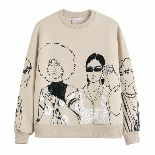 R&B | Loose-Fit Wolle-Druckpullover