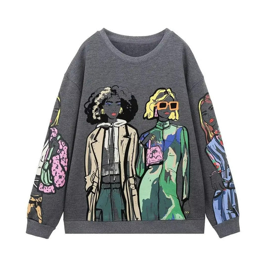 R&B | Loose-Fit Wolle-Druckpullover