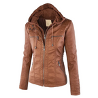 R&B | Elegante Leder Damenjacke mit Kapuze