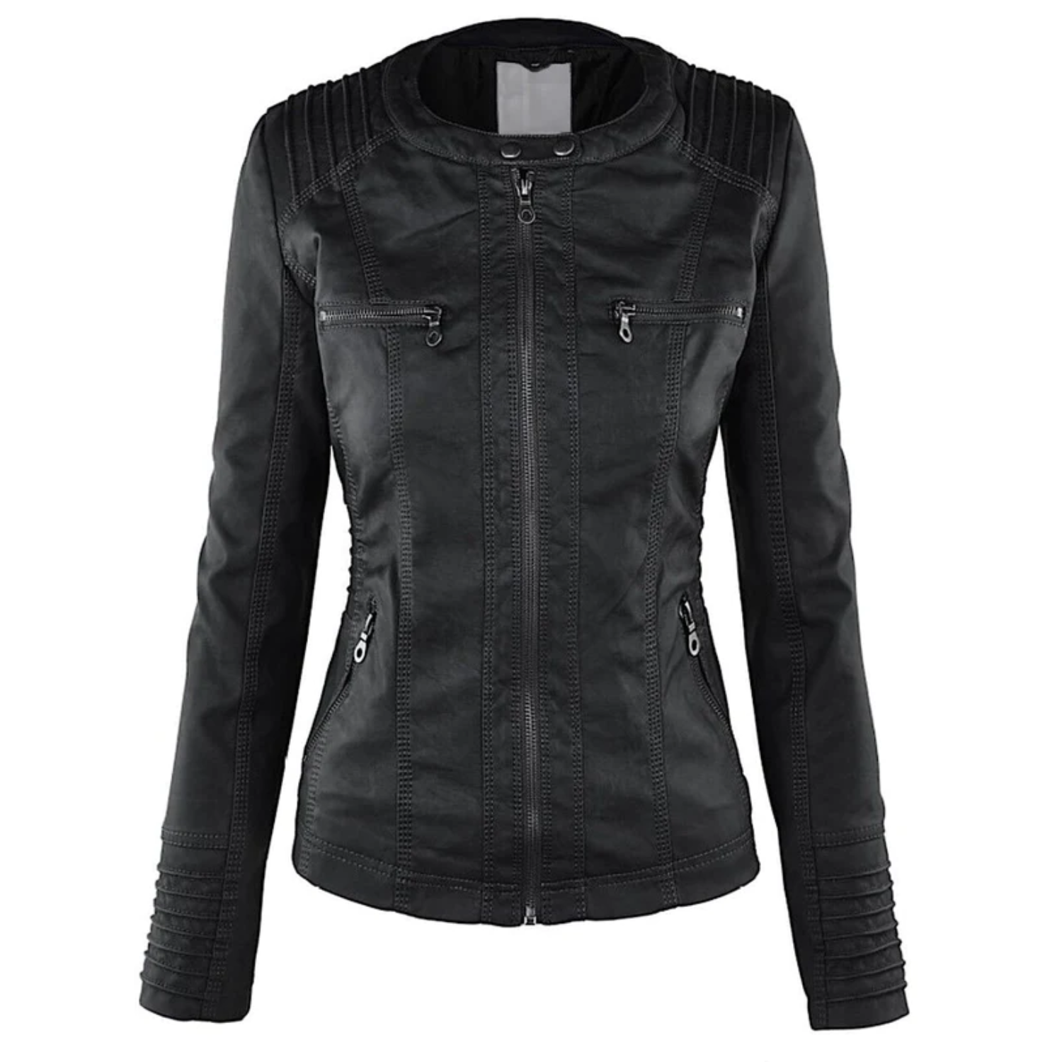 R&B | Elegante Leder Damenjacke mit Kapuze