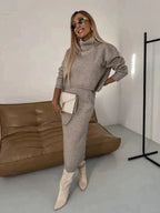 Stylischer Rollkragenpullover Set [Sweater+Kleid]