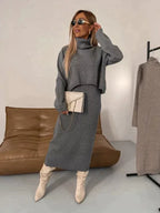 Stylischer Rollkragenpullover Set [Sweater+Kleid]