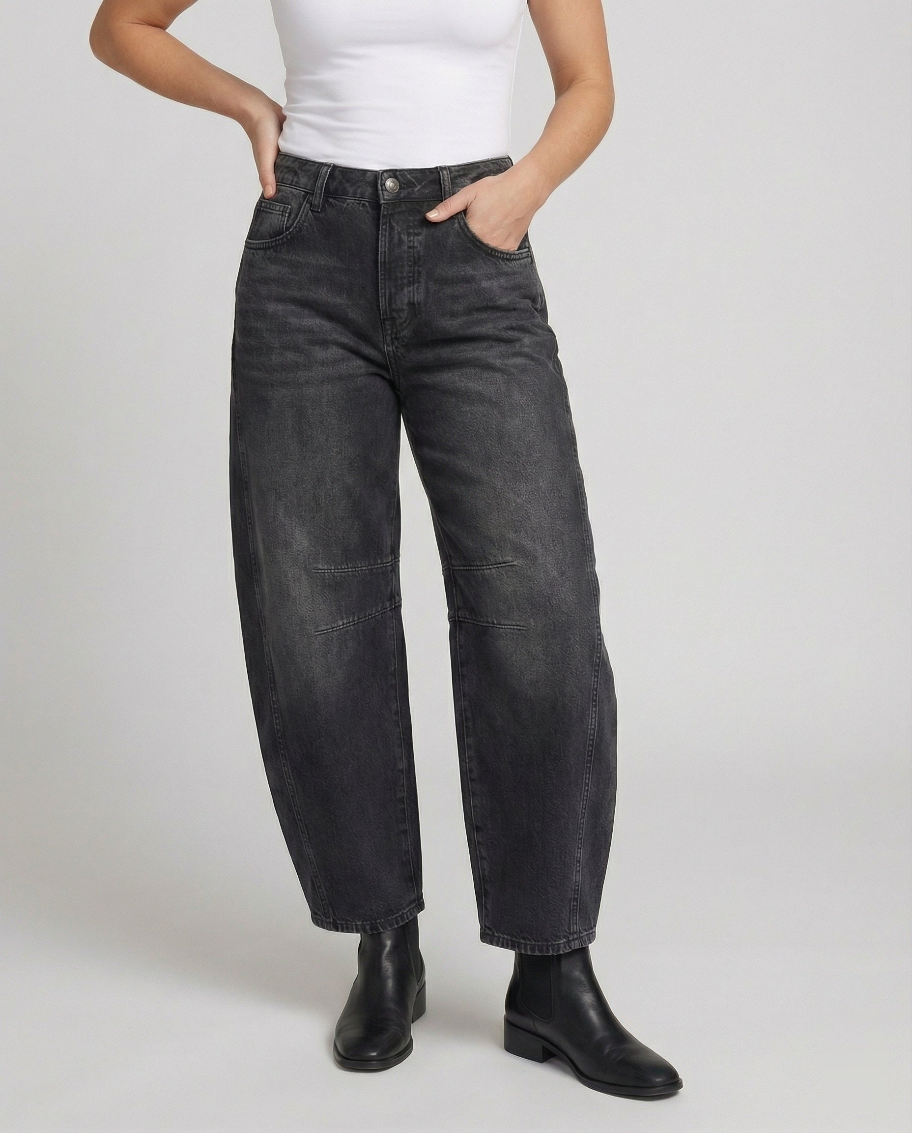 R&B | Mid Rise Barrel Jeans für Damen