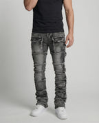 Herren Slim Fit Jeans mit Cargotaschen