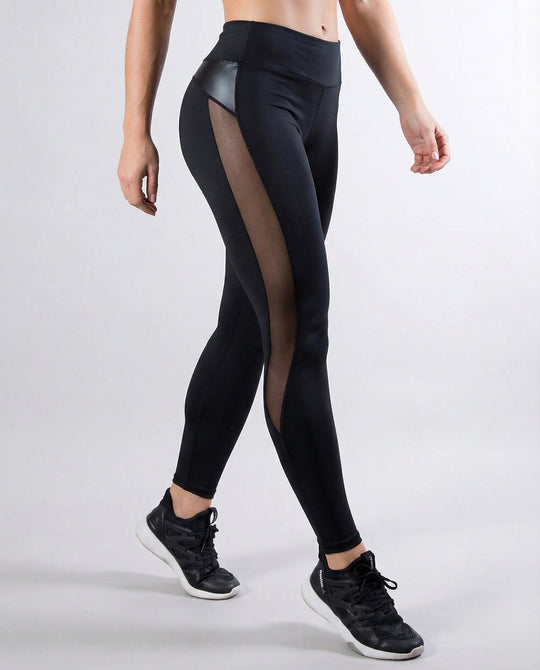 Damen Sport-Leggings mit atmungsaktivem Mesh-Einsatz R&B