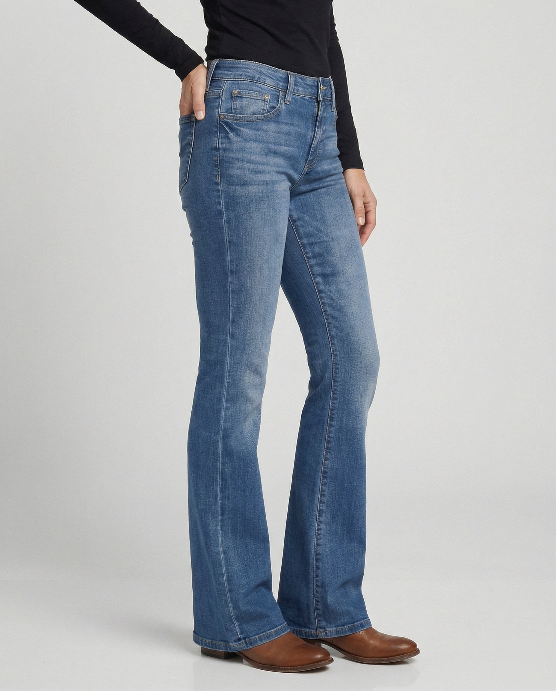 Damen High Waist Jeans ausgestellt mit Stretch