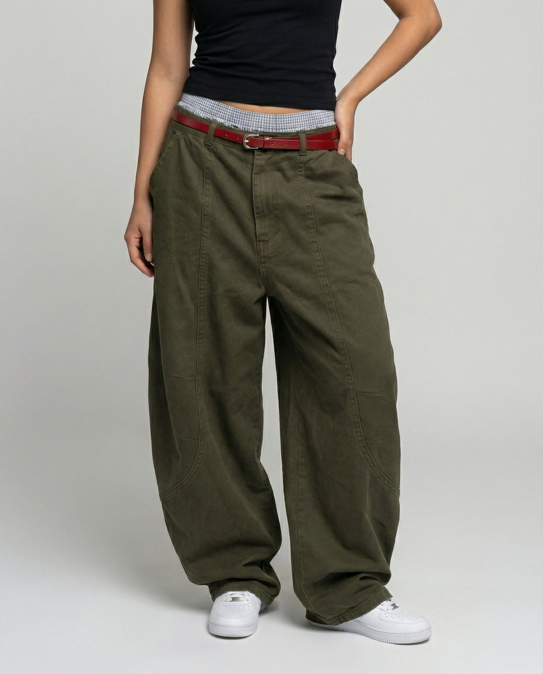 Damen Weite utilitaristische Stoffhose R&B