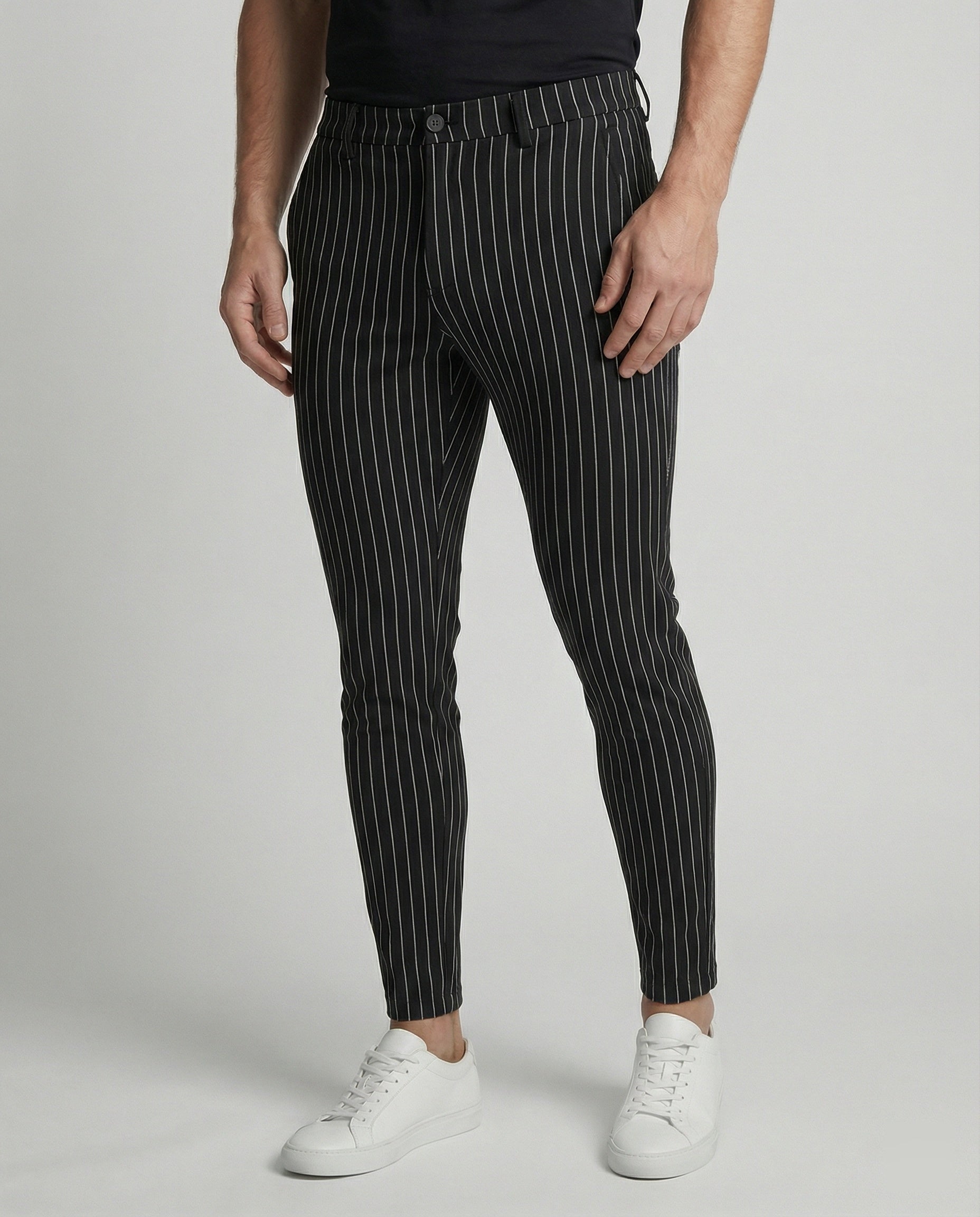 Herren stylische und bequeme Slim-Fit Hose mit gestreiftem Design