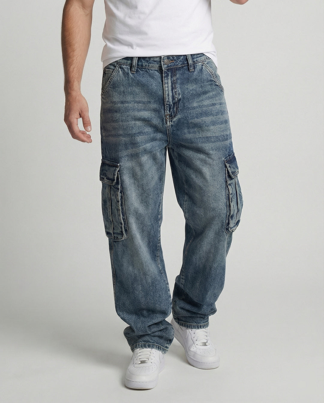 Herren Cargo Jeans weit mit Taschen
