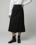 Satinrock Schwarz Damen Midi mit seitlichem Schlitz